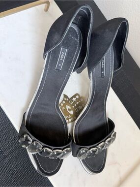 Zara Black Gem Embellished Women's Heels